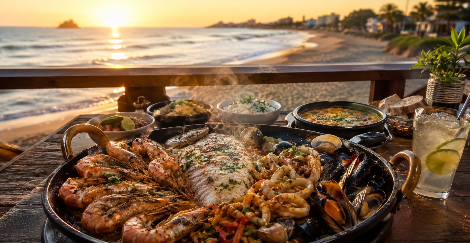 Restaurante local em Barra Velha com prato quente de frutos do mar